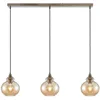Image de Lindby Suspension Tymoni à intensité variable (Antique, Classic) en Beige Verre e. a. pour Salon & Salle manger (à 3 lampes E27) Luminaire Lampe Plafond Plafonnier