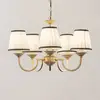 Image de Lindby lustre Lumiel, 5flg., crème/laiton, textile