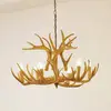 Image de Suspension Lindby Fibi, marron, bois de cerf, à 6 lampes E14