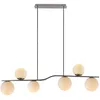 Image de Lindby Suspension Avalyn à intensité variable (Moderne) en Gris Verre e. a. pour Salon & Salle manger (à 6 lampes, E14) Luminaire Lampe Plafond Plafonnier Suspendue