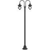 Image de Lindby Lampadaire extérieur Farley à intensité variable (Antique, Classic) en Noir Métal (à 2 lampes, E27), Candélabre, luminaire d’extérieur