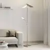 Image de Lucande lampadaire LED Parthena, nickel, métal, 180 cm