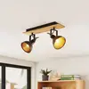 Image de Lindby plafonnier Aylis, 2 lampes, 40 cm, noir, bois, E14