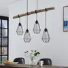 Image de Suspension Lindby Eldarion, 116 cm, 4 lampes, bois, E27