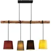 Image de Lindby Suspension en Tissu Moskau à intensité variable (Moderne) Marron Bois e. a. pour Salon & Salle manger (à 4 lampes, E27) Luminaire Lampe plafond Plafonnier