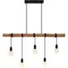 Image de Lindby Suspension Rom à intensité variable (Moderne) en Marron Bois e. a. pour Salon & Salle manger (à 5 lampes, E27) Luminaire Lampe Plafond Plafonnier Suspendue