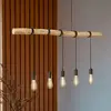 Image de Lindby suspension Rome, 5 lampes, bois, corde, noir, 116 cm