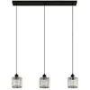 Image de Lindby Suspension en verre Vella à intensité variable (Moderne) Noir Métal e. a. pour Salon & Salle manger (à 3 lampes, E27) Luminaire Lampe plafond Plafonnier