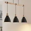Image de Lindby suspension Trebale, E27, Ø 28 cm, 3 lampes, bois