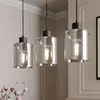Image de Suspension Lindby Kourtney, à 3 lampes, noir/gris, verre, E27