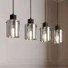 Image de Suspension Lindby Kourtney, à 4 lampes, noir/gris, verre, E27