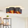 Image de Plafonnier Lindby Laurenz, à 5 lampes, noir/doré, textile