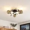 Image de Lucande plafonnier Evory, Ø 53 cm, 3 lampes, noir/or, G9