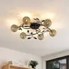 Image de Lucande plafonnier Evory, Ø 69 cm, 6 lampes, noir/or, G9