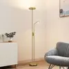 Image de Lindby lampadaire LED Seppa, rond, laiton, métal, 180 cm