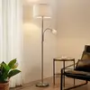 Image de Lindby lampe sur pied Colima, gris, tissu, lampe de lecture, 170cm