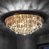 Image de Lindby plafonnier Gillion, 8 lampes, or, cristal, Ø 55cm