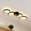 Image de Lindby Plafonnier LED Evengeline, noir, aluminium, 88 cm