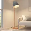Image de Lampe sur pied Lucande Jinda, bleu, bois, tissu, 160 cm, E27