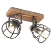 Image de Lindby Plafonnier Rutger à intensité variable (Antique, Classic) en Marron Bois e. a. pour Salon & Salle manger (à 2 lampes, E14), bois, plafonnier, lampe
