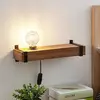 Image de Applique murale Lindby Sverina, 40 cm, bois, fiche, E27