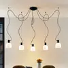 Image de Lucande Serina suspension, à 5 lampes, verre blanc