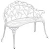 Image de casa.pro Banc de Jardin Design Classique Romantique pour Jardin Terasse Patio Extérieur Résistant aux Intempéries Fonte Aluminium 99 x 54 x 78 cm Blanc