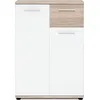 Image de JACKY Meuble de rangement Petit Buffet - Blanc mat et décor chêne Sonoma - Classique - L 60 cm