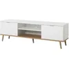 Image de Meuble TV scandinave GÖTEBORG - Blanc - 2 Portes - L 160 x P 40 x H 50 cm