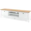 Image de Meuble TV 2 tiroirs - Décor chêne artisan et blanc - L 160 x P 45 x H 40 cm - BERGEN