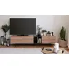 Image de Meuble TV 3 abattants - Décor chene et noir - L 195 x P 37 x H 48 cm - NOLA