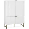 Image de Calicosy Buffet Haut 4 Portes Glasgow - en Panneaux de Particules - Meuble de Rangement - Made in Europe - pour Le Salon - L100 cm x l40,5 cm x H142 cm