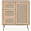 Image de Petit meuble de rangement - 3 tiroirs - 1 porte - Décor Cannage - L809 x H84 x P40 cm