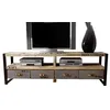 Image de Meuble TV 196x40cm - Bois Massif de manguier Brut - Fer et Bois imprimé - Factory #130