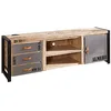 Image de Meuble TV 200x45cm - Bois Massif de manguier Brut - Fer et Bois imprimé - Factory #133