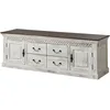 Image de Meuble TV 180x50x60 en Bois de manguier/Acacia Blanc ciré Castle-Antik #104, Couleur:Blanc ciré, Mesure:180x50x60 cm (LxPxH)