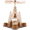 Image de BRUBAKER - Pyramide de Noël - Marie, Joseph et Jésus - 2 Étages - Hauteur 29 cm - 4 Bougeoirs en Métal - Conçu pour Bougies Chauffe-Plat - Figurines sculptées - Bois Naturel