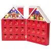 Image de BRUBAKER - Calendrier de l'Avent Lumineux - 24 Tiroirs à remplir - Maison avec Crèche de Noël - Décoration de Noël en Bois - Éclairage LED - 21 x 9 x 30 cm - Rouge