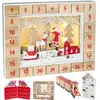 Image de BRUBAKER - Calendrier de l'Avent lumineux - 24 Tiroirs à remplir - Père Noël dans la forêt - Décoration de Noël en Bois - Éclairage LED - 35,5 x 6 x 27 cm