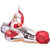 Image de BRUBAKER - Suspension pour Sapin de Noël - Père Noël en Avion - Boule en Verre Soufflé - Peinte à la Main - Drôle & Originale - Décoration Arbre de Noël - 11,6 cm