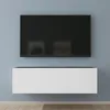 Image de Mai & Mai Meuble TV Suspendu Table TV Salon Gris Noir + Blanc Mat 100cm