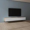 Image de Mai & Mai Meuble TV Armoire avec Soft-Close Table TV pour Le Salon Marron Clair+Blanc Mat 240x40,2x30 cm TC002