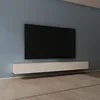 Image de Mai & Mai Meuble TV Suspendu Table TV Salon Marron Clair + Blanc Mat 300cm