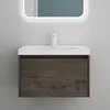 Image de Mai & Mai Meuble de Salle de Bain Gris-Brun avec Lavabo Meuble sous Vasque 60x50x40cm Meuble Suspendu avec Tiroir Salerno