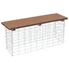 Image de Estexo Banc en Gabion avec Assise en Bois 100 x 30 x 43 cm avec Spirales et entretoises Marron Clair
