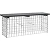 Image de ESTEXO Banc Gabions avec assise en WPC aspect bois 100 x 30 x 43 cm avec spirales et entretoises Gris clair