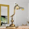 Image de Licht-Erlebnisse Lampe de banquier haut de gamme en laiton véritable en bronze lumière bureau bureau 39 cm E14 lampe de table vintage flexible faite à la main salon