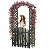 Image de Melko Arche de rosiers en bois noir avec portail, demi-arche, treillis, tuteur pour plantes grimpantes, arche de jardin, pergola