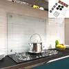 Image de Melko Écran de protection anti-projection en verre - Panneau de cuisinière - Verre trempé de sécurité de 6 mm - Fond mural avec matériel de fixation inclus. 70 x 60 cm Transparent