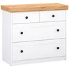 Image de Homestyle4u Commode Chêne Blanc en Bois Massif avec 4 Tiroirs Sideboard 92,3 x 82 x 41,8 cm